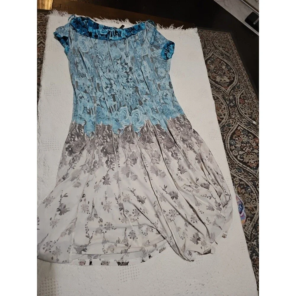 Julian Taylo Womens Midi Dress Floral  Multicolor Short Sleeve Knee-LengthSz 10